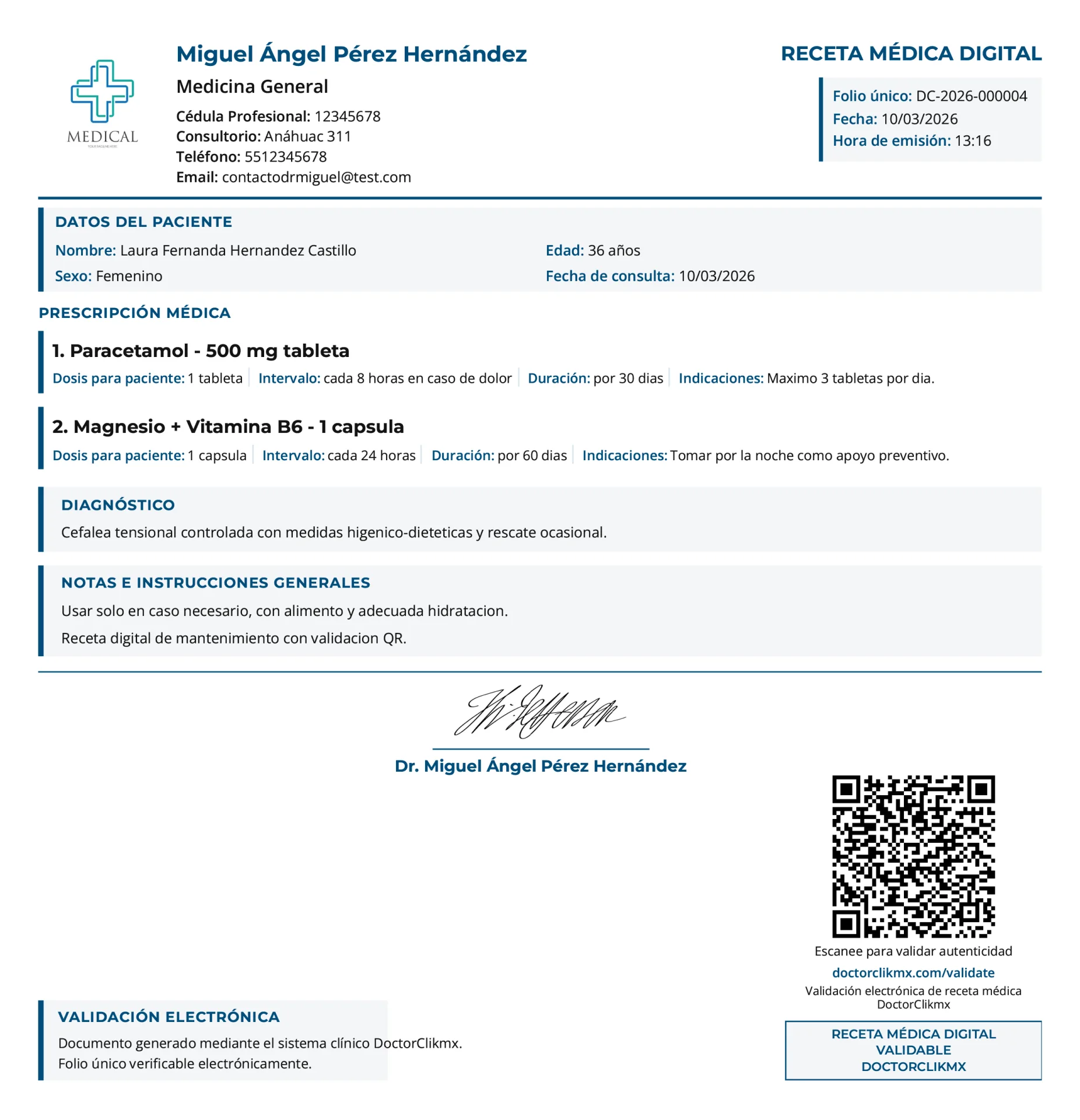 Recetas medicas verificables